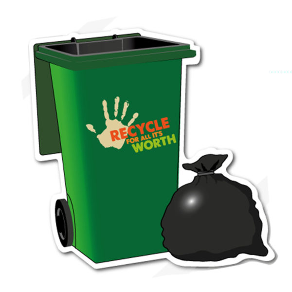 Wheelie Bin with Bags Fridge Magnet 135mm x 140mm